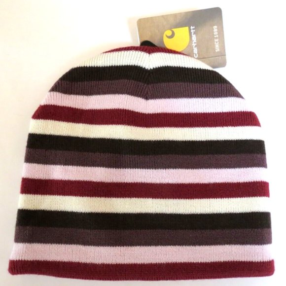 Carhartt Beanie Fleece Lined Cranberry Stripes - Picture 5 of 8